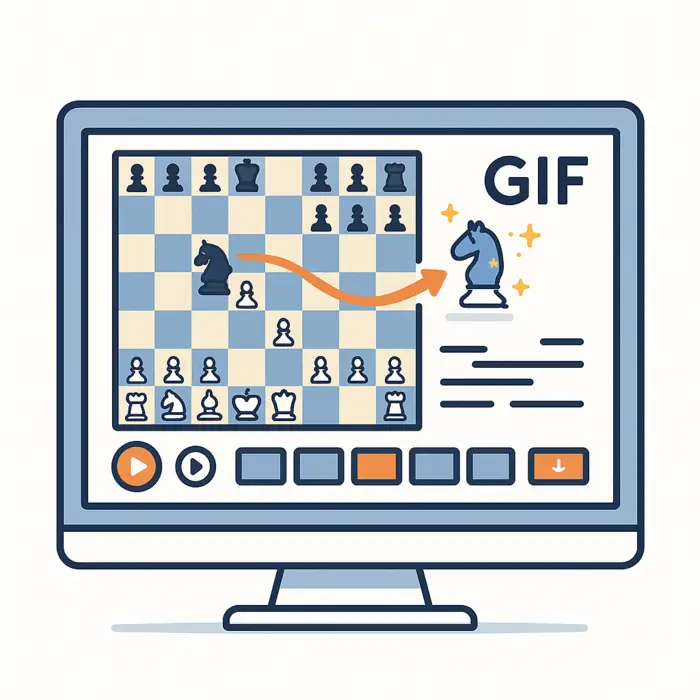 Screenshot of 國際象棋GIF製作器 → showing 創建國際象棋局面和序列的動畫GIF。